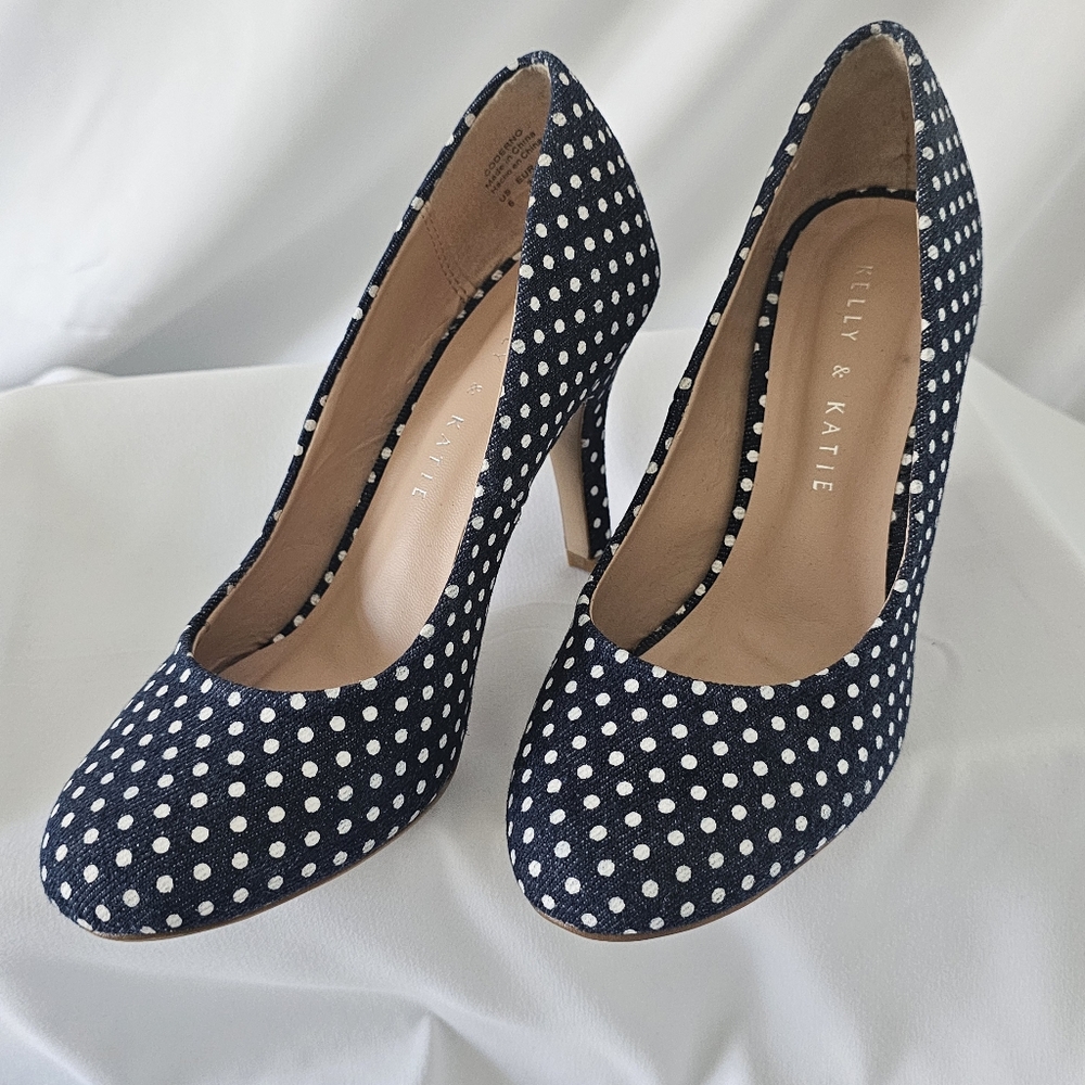 Kelly & Katie Navy Polka Dot Women's Shoes